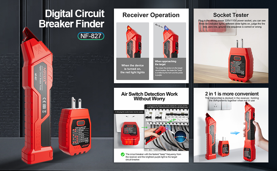 NOYAFA NF827 AC Circuit Breaker Finder, Electric Tester with