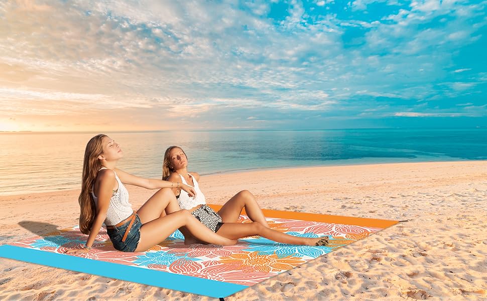 WIWIGO Beach Blanket Sandproof Extra Large Beach Mat Adults Waterproof Quick Drying