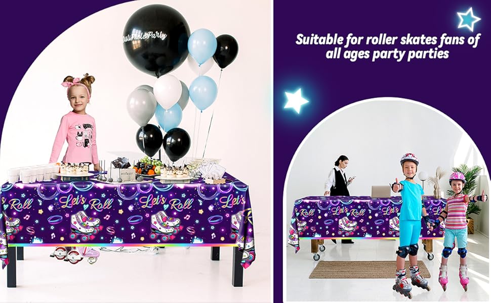 Roller Skating Party Supplies3pcs Let’s Roll Tablecloth