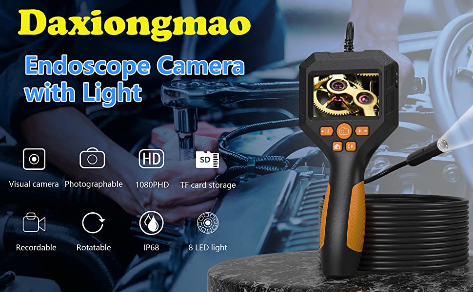 Daxiongmao Borescope Endoscope Inspection Camera with Lights,Handheld