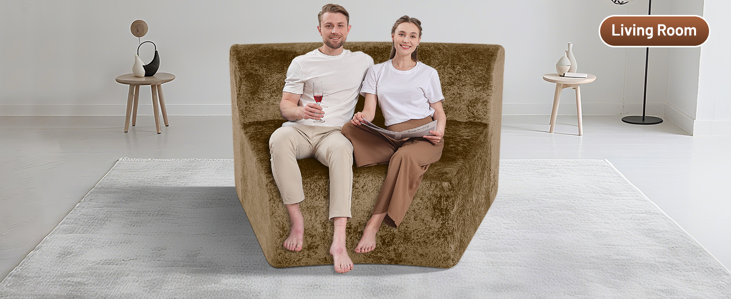 HABUTWAY Modular Sectional Sofa Memory Foam Filled Single Sofa Chair with Deep Seat, Modern Sofa Couches for Living Room Apartment Office, No Assembly Required, Brown 16 sectional curved sofa