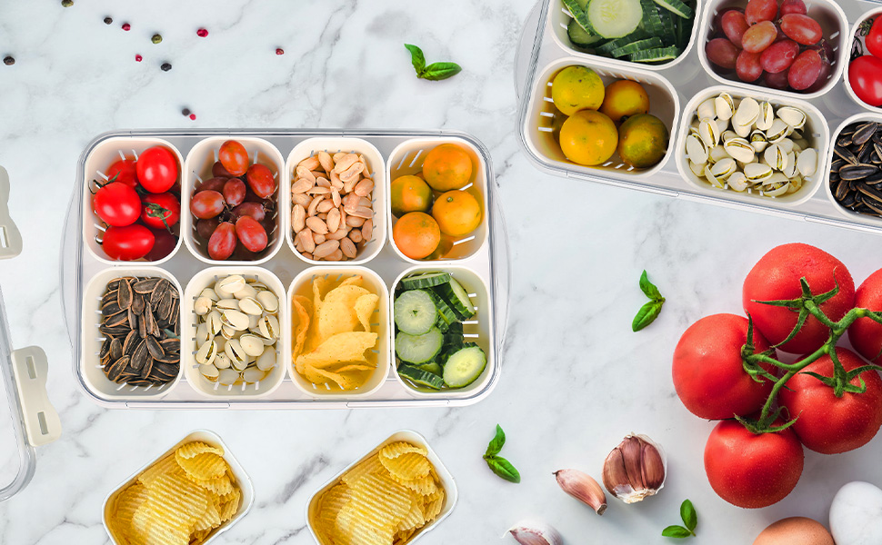 8 Grid Portable Travel Charcuterie Board with Lid