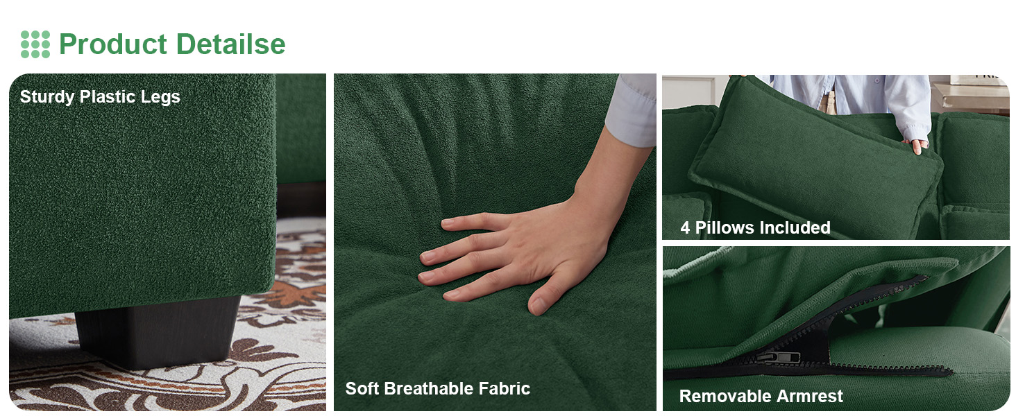 Tornama Convertible Sectional Sofa Couch, 109” Comfy