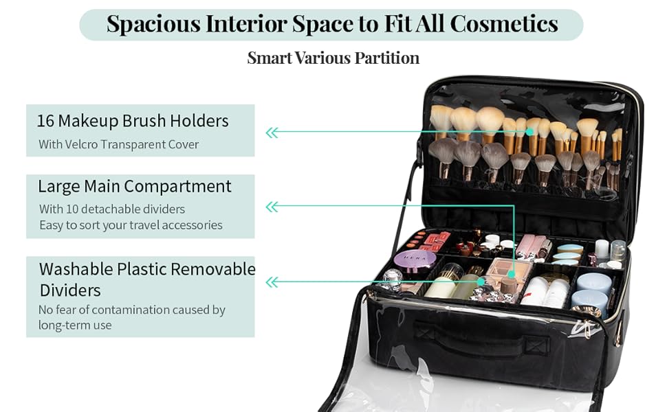 Extra Large Makeup Case, Makeup Bag Organizer Travel Cosmetic Case Portable Artist