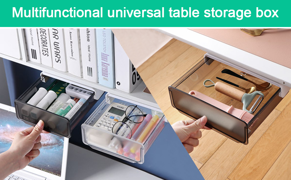 SIYINGSAERY Under Desk Drawer Organizer, 2 PCS Under Table Drawer Tray