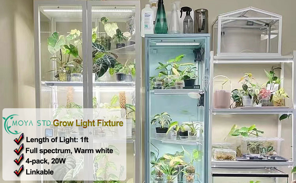 MOYA STD Grow Lights for Indoor Plants, 1ft Full Spectrum Sunlight T5