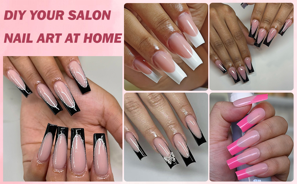 press on nails pack, press in nails,nails press ons long,square french tip press on nails,nails long