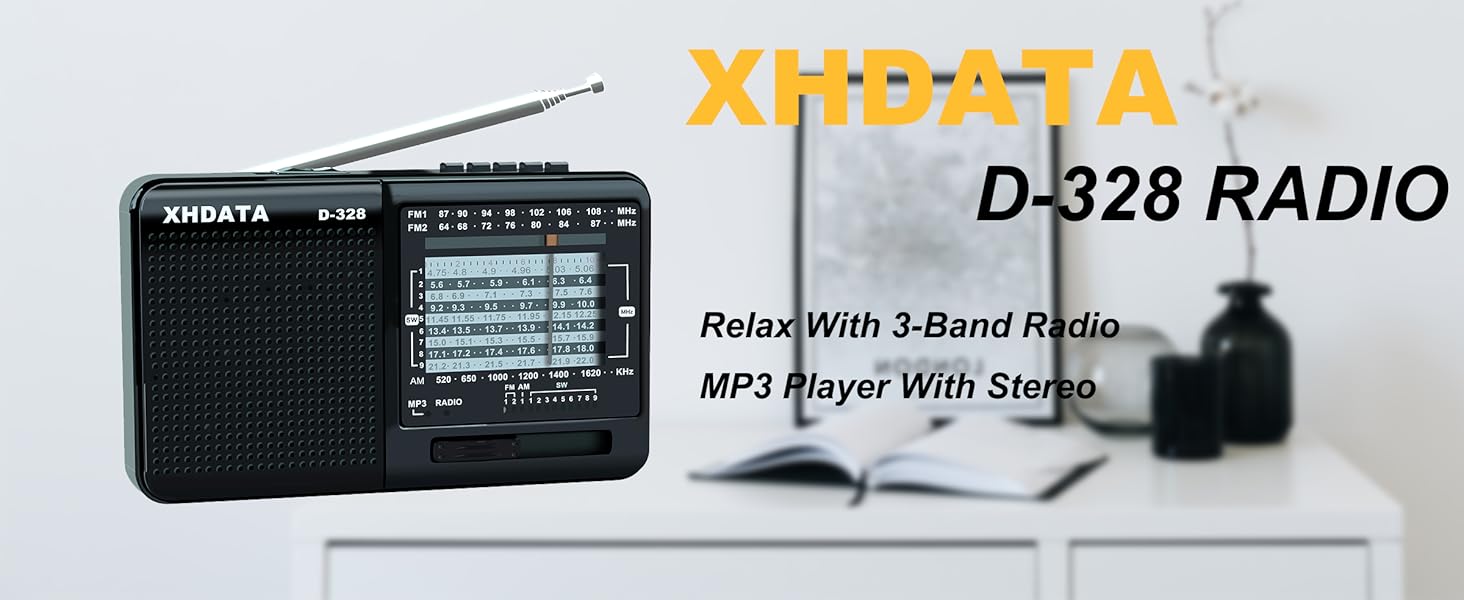 XHDATA D328 Shortwave AM FM DSP Portable Small Multi Band Radio Stereo