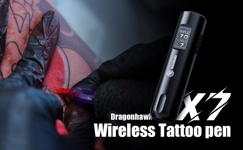Dragon hawk X7 タトゥーマシン Kit de tatouage | Ensemble professionnel sans fil Dragonhawk