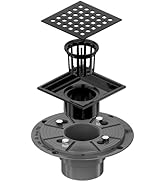 Neodrain Square Shower Drain,4 inch black Stainless Steel 304 Grate and PVC Drain Body, Grate wit...