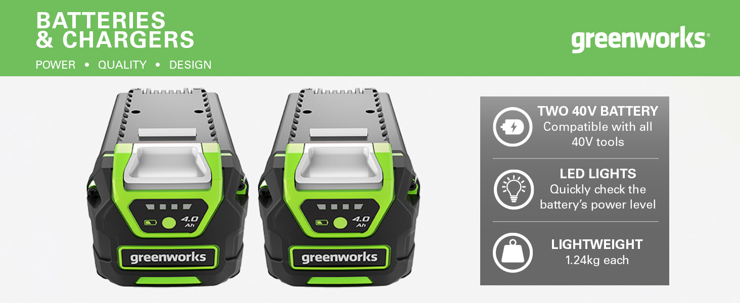 Greenworks 40V Battery Set of 2. Original Greenworks Batteries