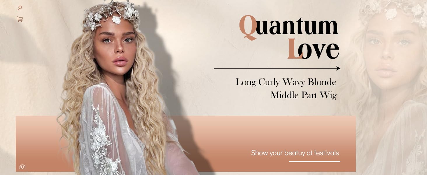 28 Inches Curly Platinum Blonde Wig