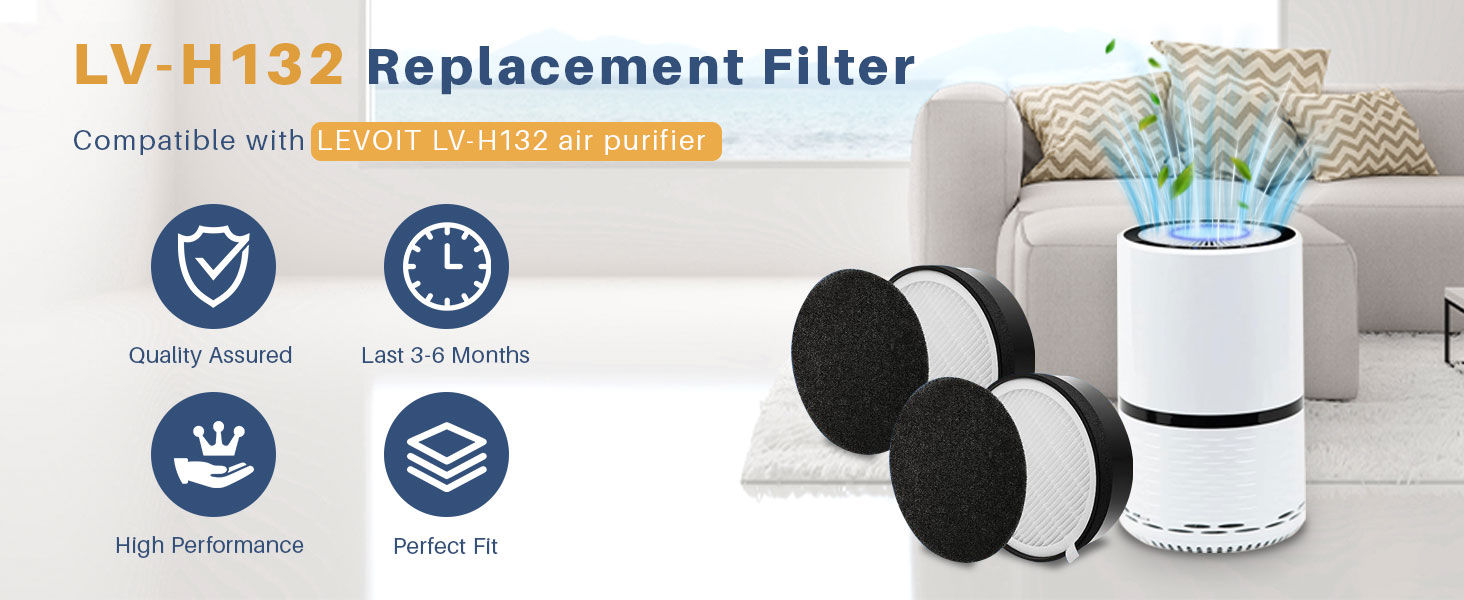 LV-H132 Replacement Filter Compatible with LEVOIT LV-H132 air purifier