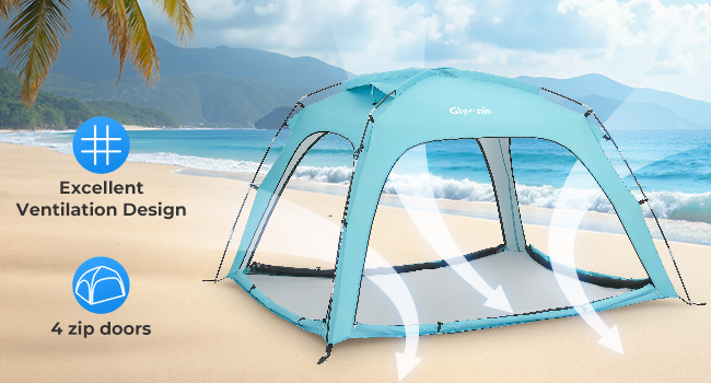 【2個セット】POP UP SUNSHADE ON WIDE SCREEN SUN NINJA Beach Tent Sun Shelter UPF50+ - Easy Pop Up Beach