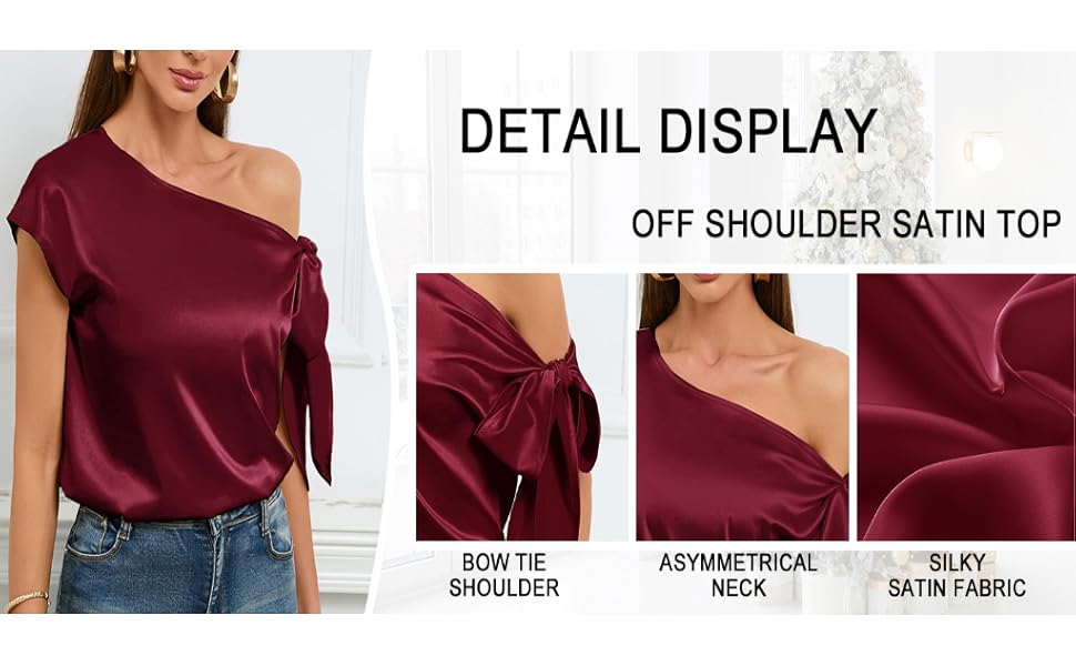 トップス sheller shoulder ribbon satin tops Amazon.com: AISWI Women's 2024 Off Shoulder Satin Tops