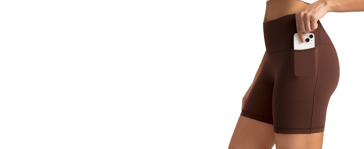 7226-Colorfulkoala Dreamlux No Front Seam High Waist Biker Shorts with Pockets for Women 6" Inseam