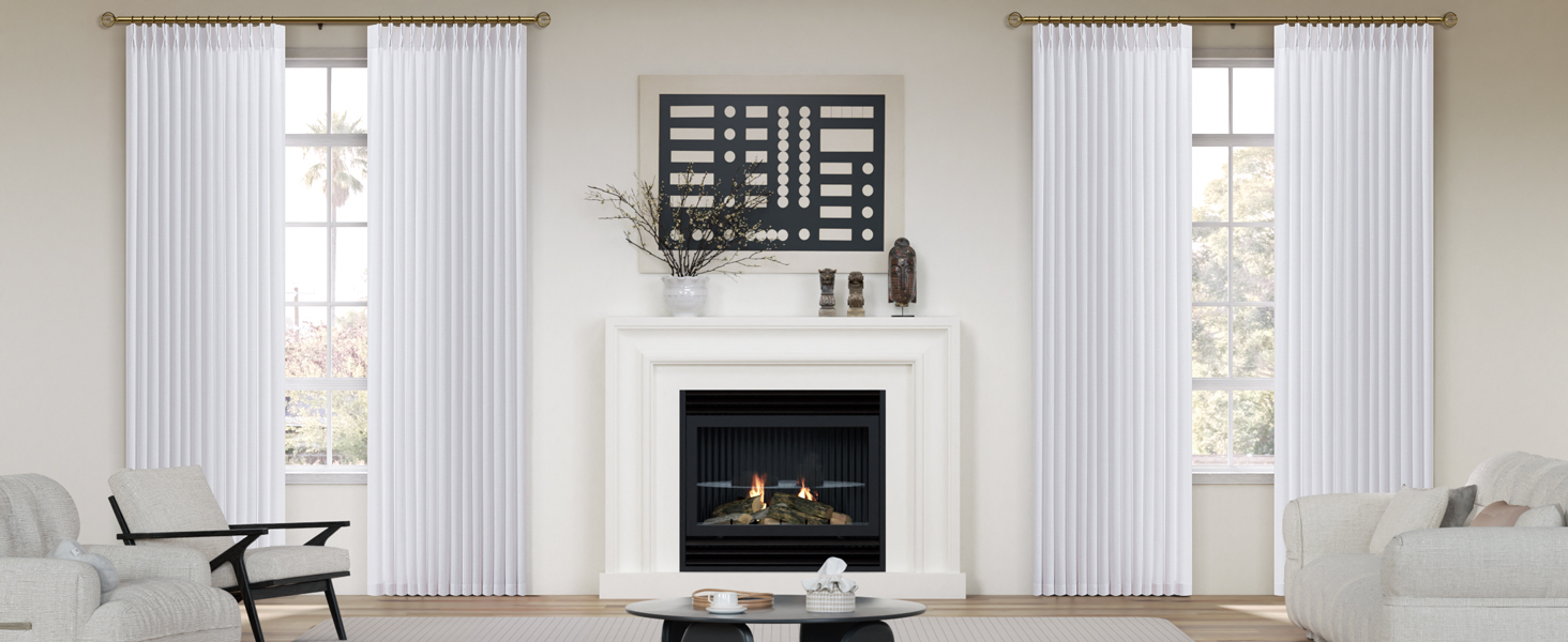 Amazon.com: Extra Long Curtains 86 Inches Length, White Linen Sheer ...