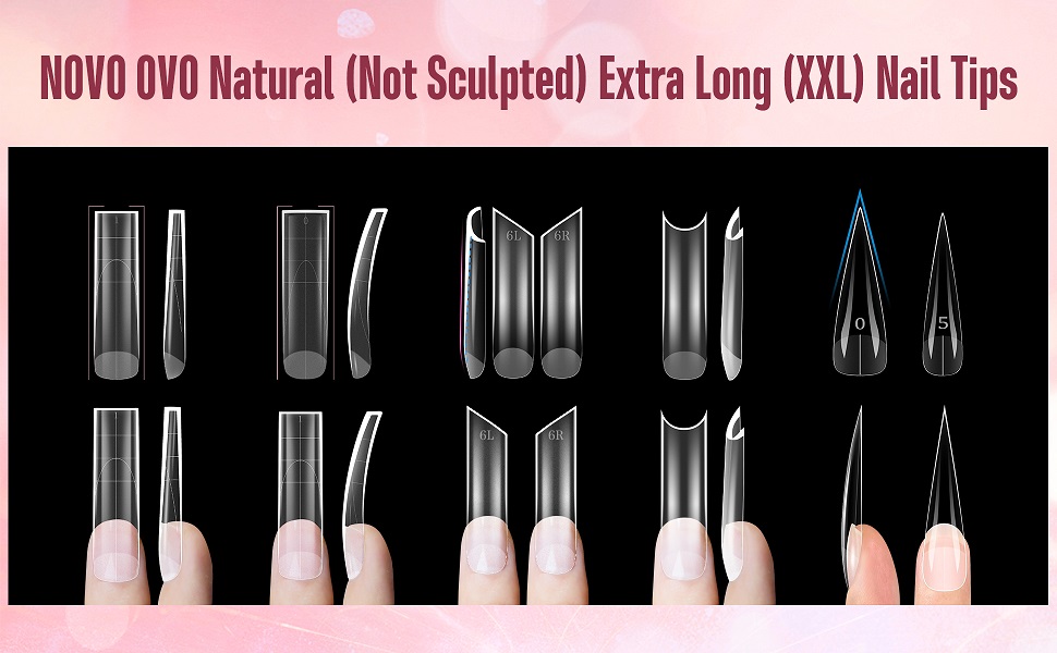 Natural (Not Sculpted) Extra Long (XXL) Nail Tips