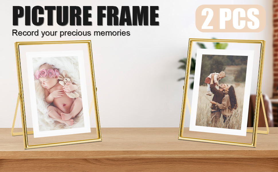 Floating Picture Frame, 8x10 Elegant Gold Floating Frame