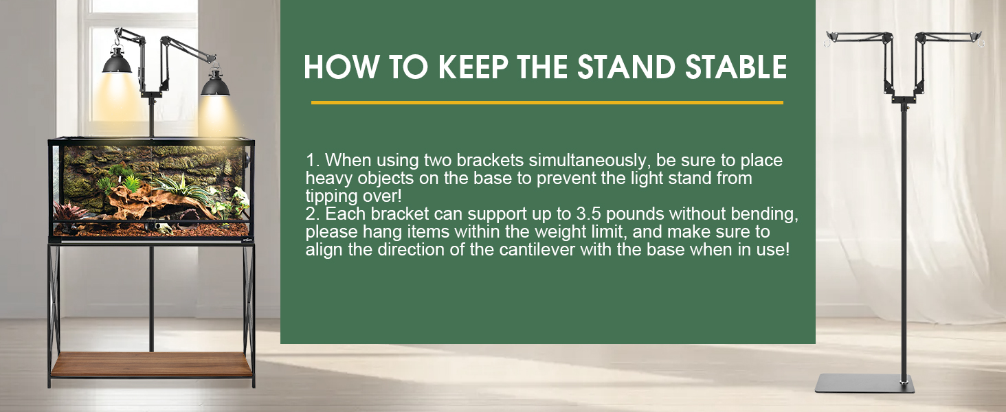 MECESOR Dual Reptile Heating Lamp Stand