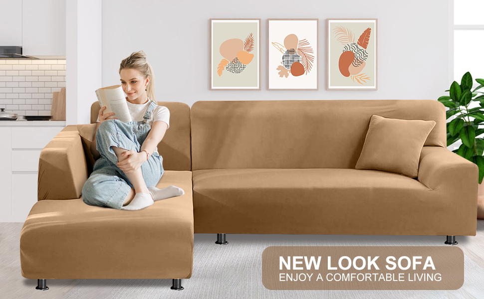 NAISI Couch Cover L Shape 2 Pieces Sofa Cover Soft Stretch