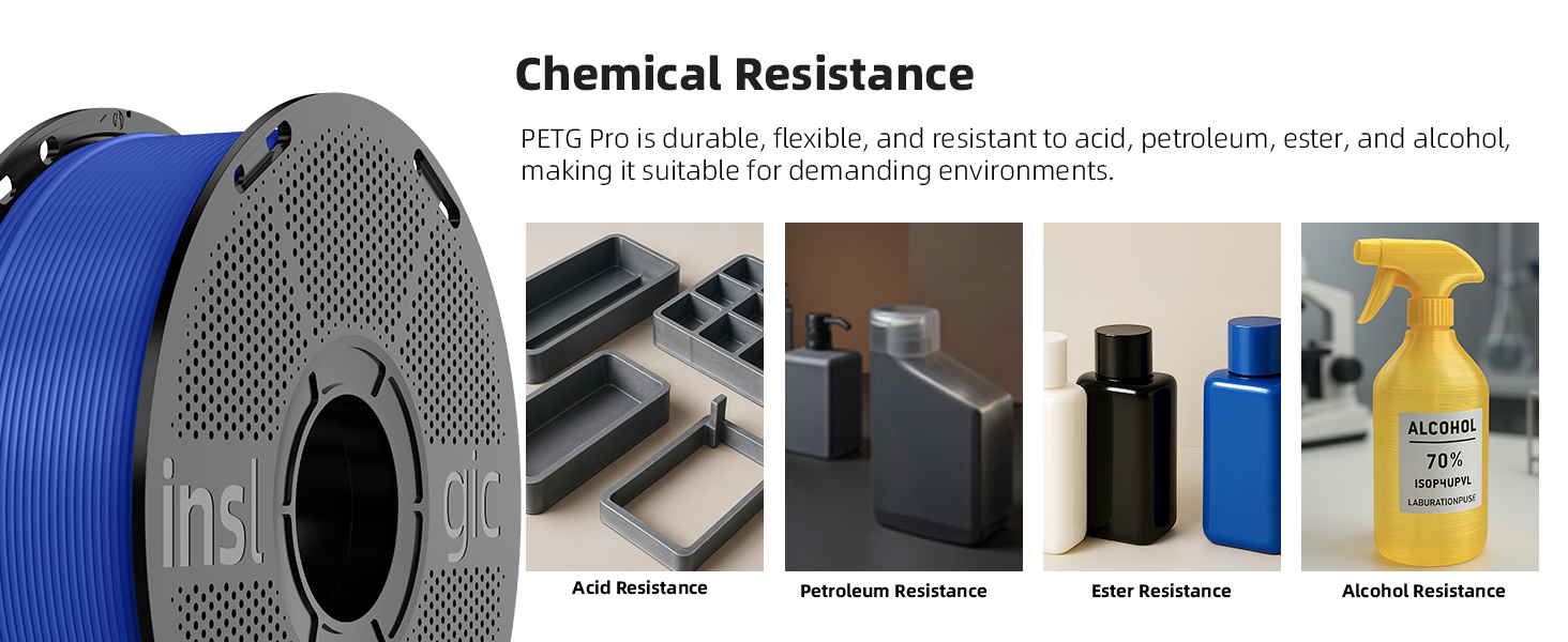 Inslogic PETG Pro filament for 3D Printers 1kg 2kg black white