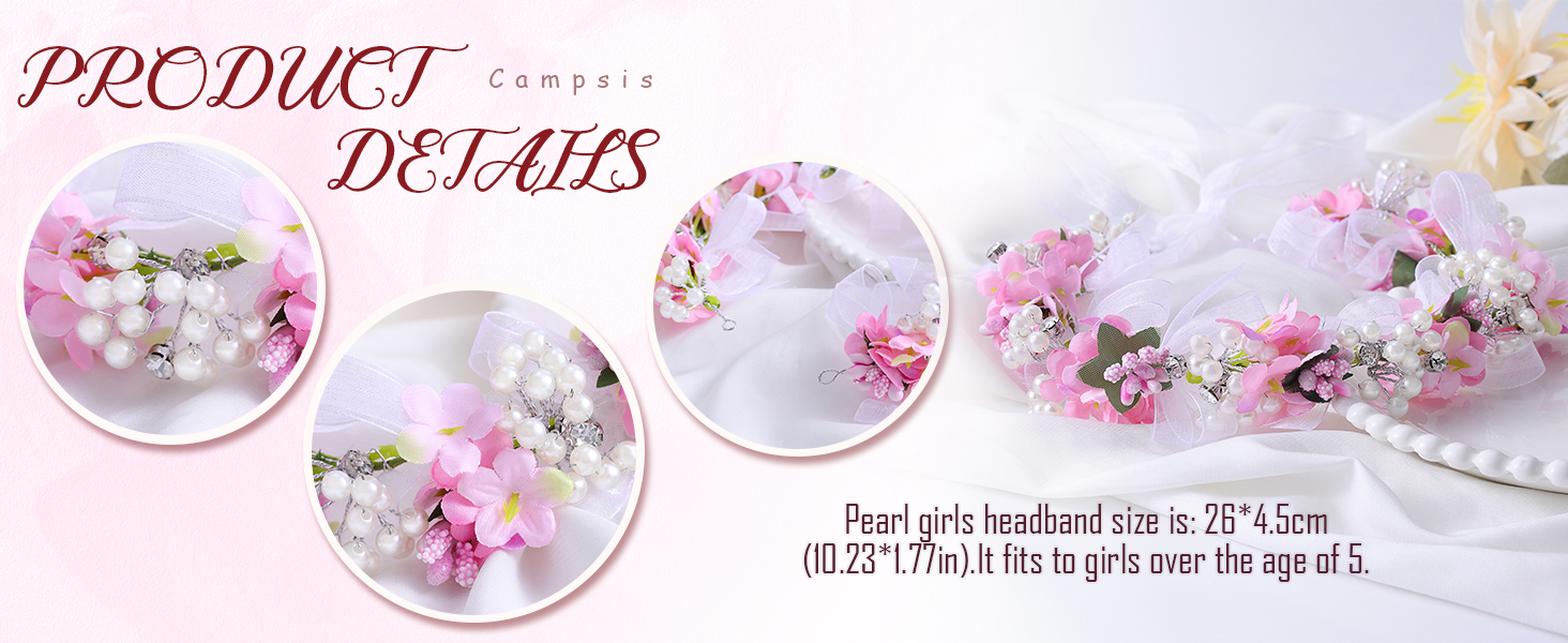 Pink flower girls headpiece