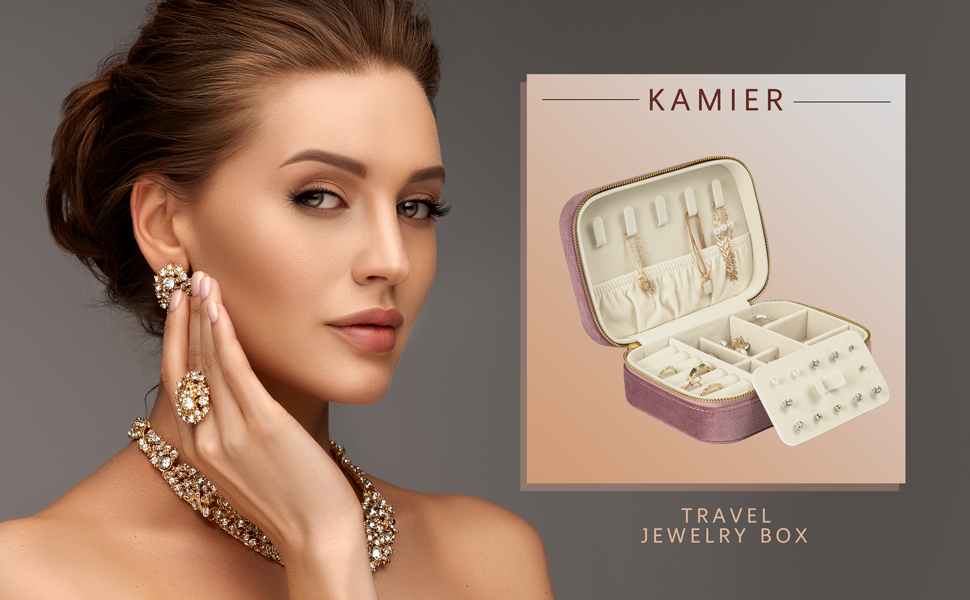 KAMIER Small Jewelry Boxes for Women Velvet Jewelry Organizer Box for