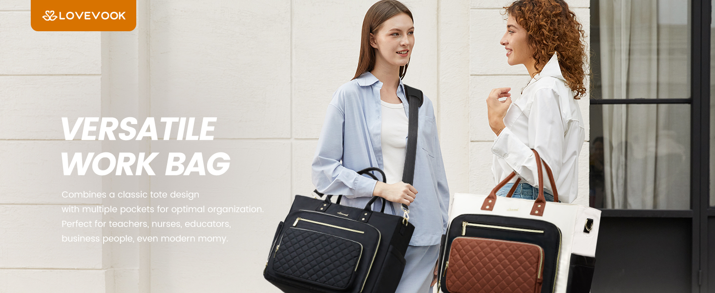 LOVEVOOK 教师笔记本电脑手提袋，适用于女护士工作，配有大杯架电脑钱包