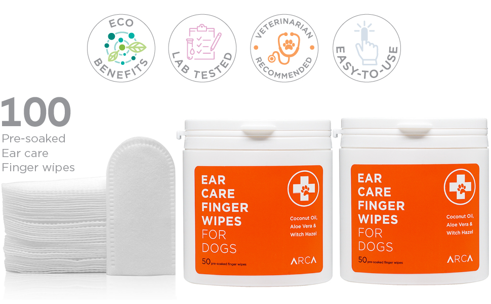 ARCA PET Ear Care Finger Wipes for Dogs Dog Ear
