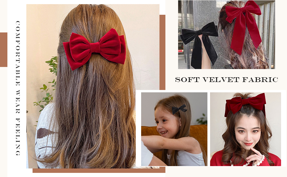 Velvet Hair Bow Clips