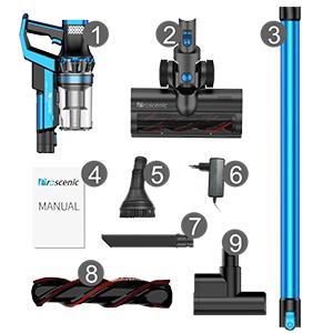 Proscenic P10 Cordless Vacuum Cleaner, 22000Pa Powerful, 4 Adjustable Suction Modes, LED Touch Screen, Removable Battery, For Hard Floor,Carpet, Pet Hair, Blue 19 Cordless Vacuum Cleaner