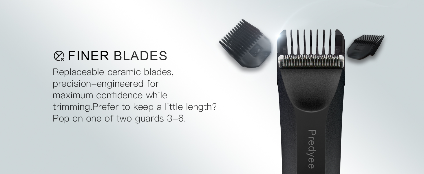 Predyee Electric Groin Hair Trimmer - Replaceable Ceramic Blade Heads, Waterproof Wet/Dry Clippers