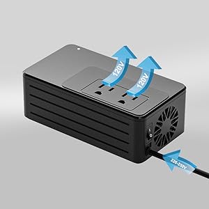 voltage converter step down 220v to 110v, 2 ac outlet provide stable 120v voltage