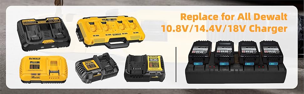 Replace for All Dewalt 10.8V /14.4V / 18V Charger