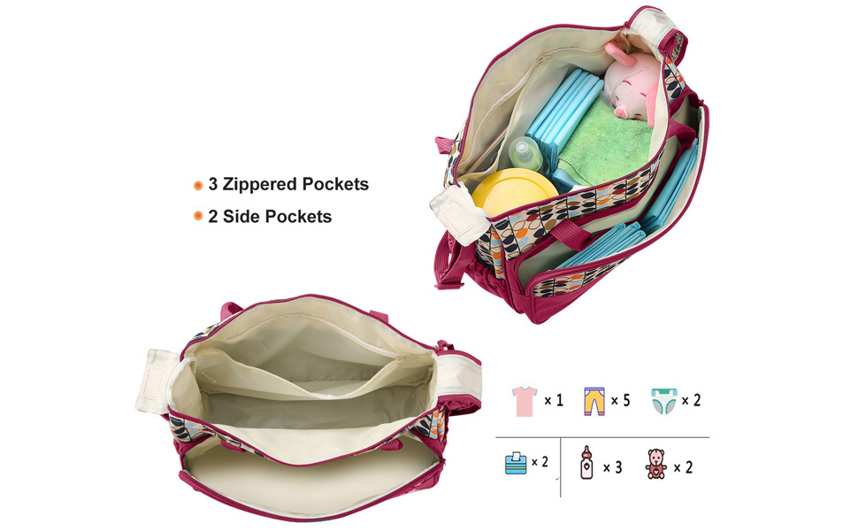 Multifunctional Diaper Changing Bags with Bottle Bag Mesh Bag