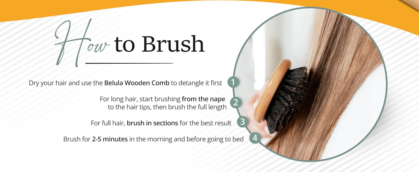 Belula 100 Boar Bristle Hair Brush Set. Soft Natural Bristles for Thin and Fine Hair. Restore