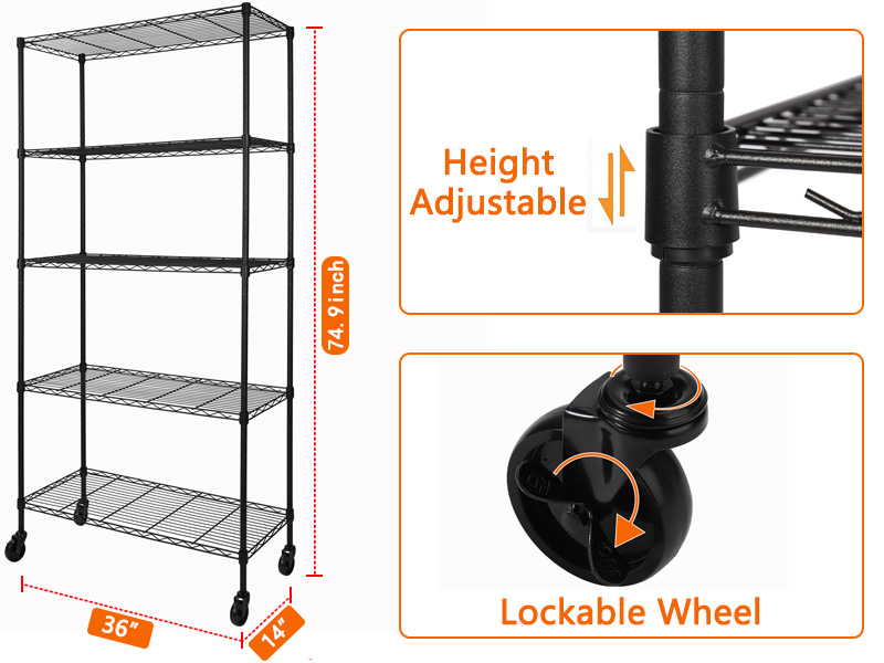 5Shelf Adjustable Heavy Duty Storage Shelving Unit on 4