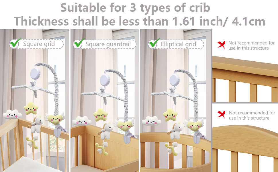 SHIDEER Baby Mobile for Crib, Crib Mobile with Mirror, Nursery Mobiles with 3 Modes