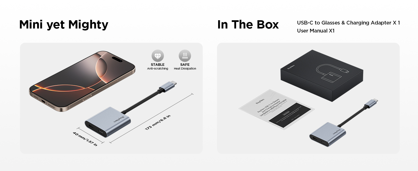 RayNeo USB-C to Glasses & Charging Adapter