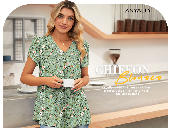 Anyally Women's Plus Size Summer Tunic Tops Dressy Casual