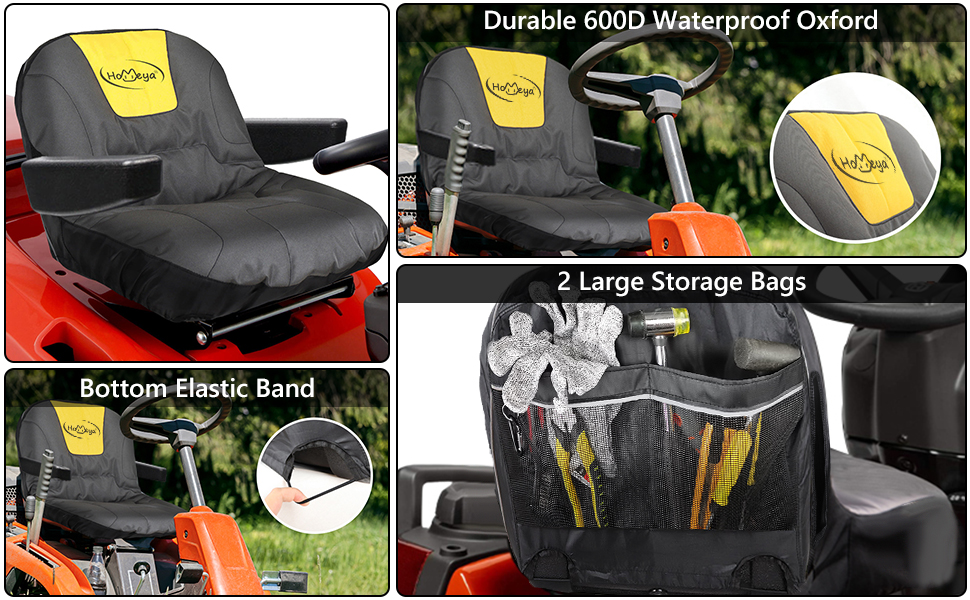 HOMEYA Riding Lawn Mower Seat Cover, Heavy Duty 600D
