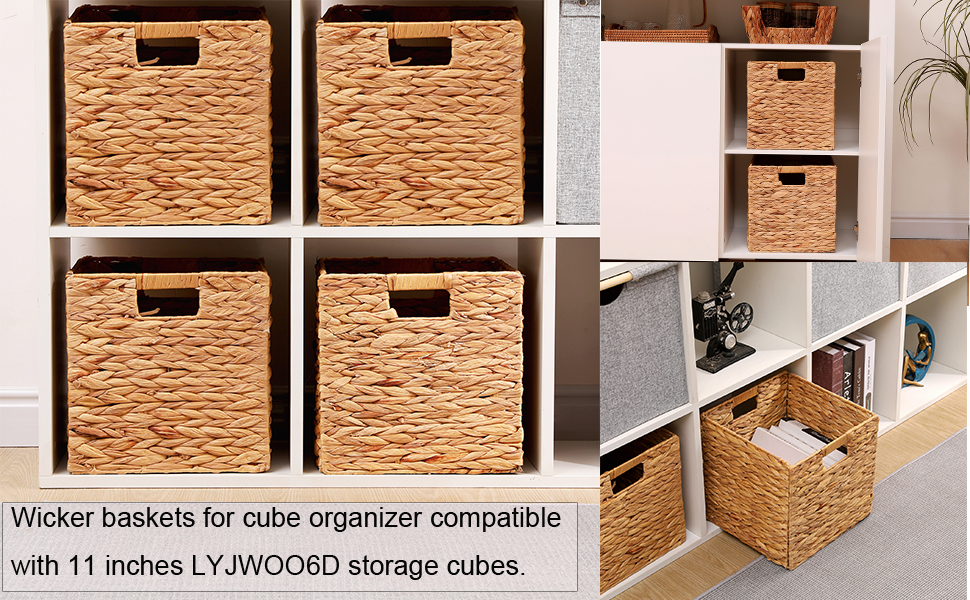 Wicker Storage Cubes Wicker Storage Baskets Rectangular Laundry Organizer Totes for
