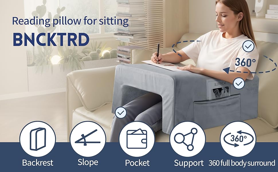 BNCKTRD Reading Pillow Adult with Backrest Cushion Soft Lap