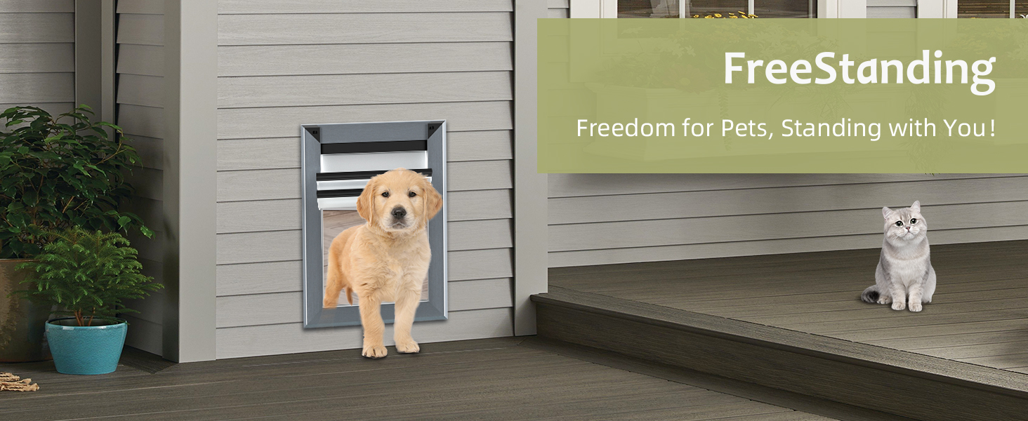 FreeStanding Large Dog Door for Wall, Extra Large Dog Door