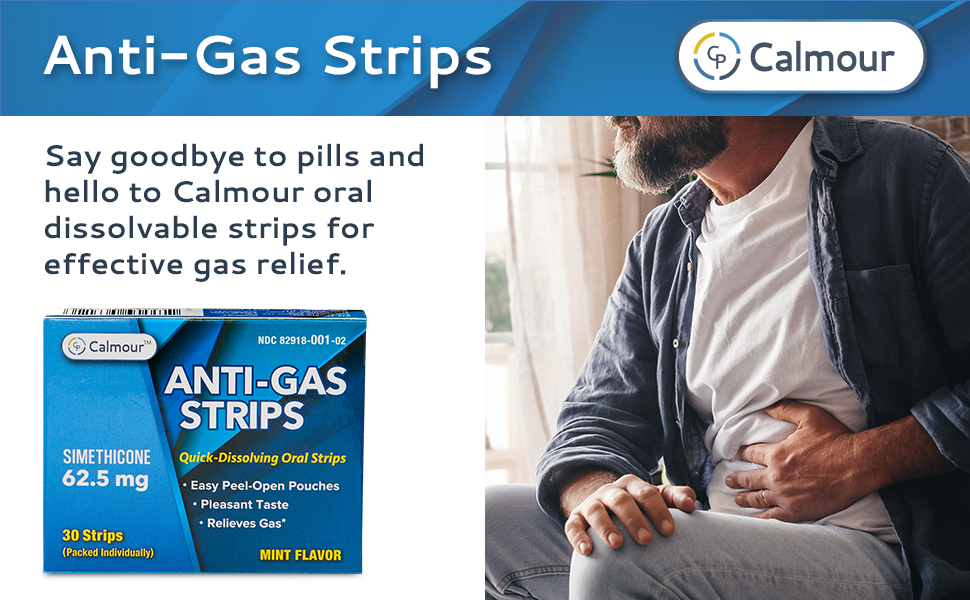 CALMOUR Anti Gas Relief 30 Strips Mint Flavor Oral