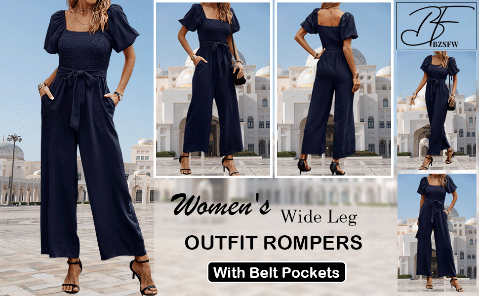 サロペット・オーバーオール・オールインワン BB SQUARE NECK PUFF ROMPERS Amazon.com: BZSFW Women's Jumpsuits Square Neck Puff Short