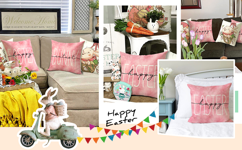 Cirzone Easter Pillow Covers 18x18 Set of 4 Easter Decor