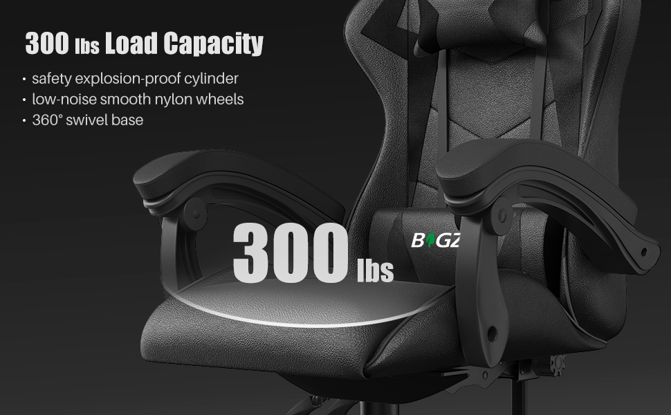 Bigzzia Gaming Chair Office Chair, Reclining High Back PU