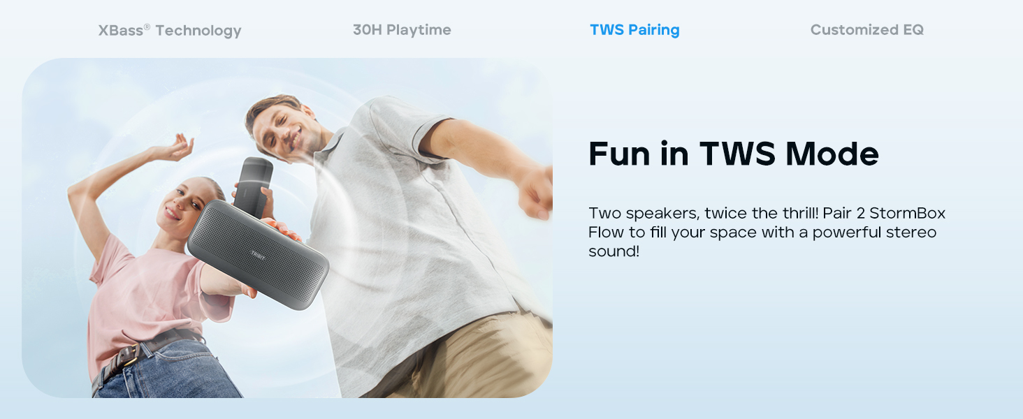 fun in TWS mode stereo sound speaker